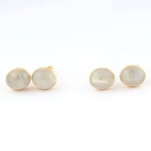 Blue Fire Moonstone 24k Gold Plated Push Stud Earrings